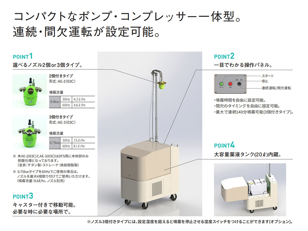 食品事業 スプレーカート ドライフォグ除菌スプレーユニット Dry Fig STAND